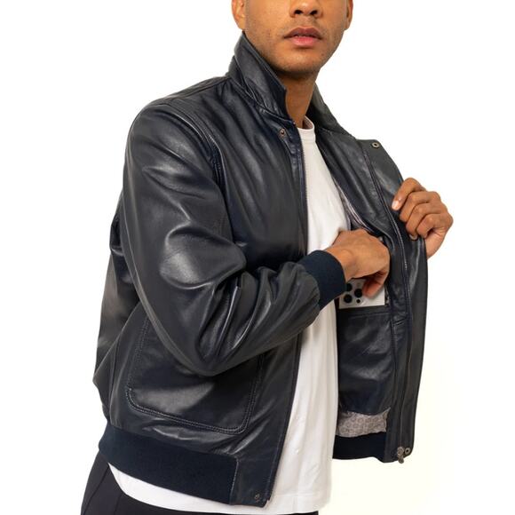 PINO By PinoPorte Men's Black Pilot Leather Bomber Jacket Size L - Picture 12 of 12